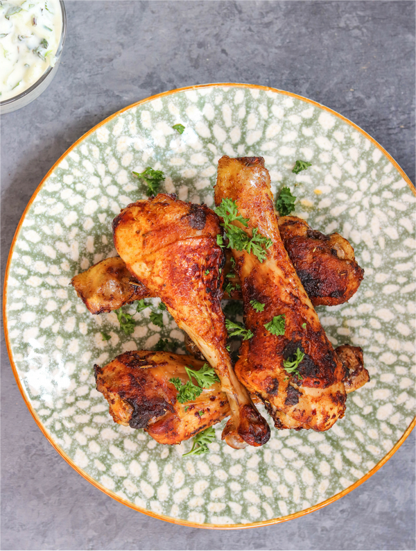 Spicy Chicken Drumsticks With Tzatziki