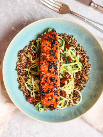 Baked Salmon With Zoodles & Quinoa