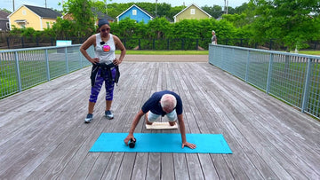 Dumbbell Prone, Elevated Plank Push-Across